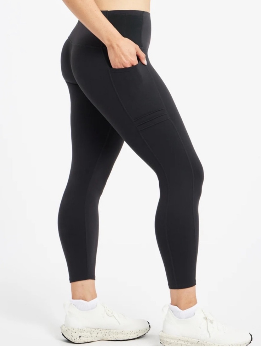 Oiselle Lux 3/4 Tights Black Pockets Mid Rise Running Athleisure Workout-4